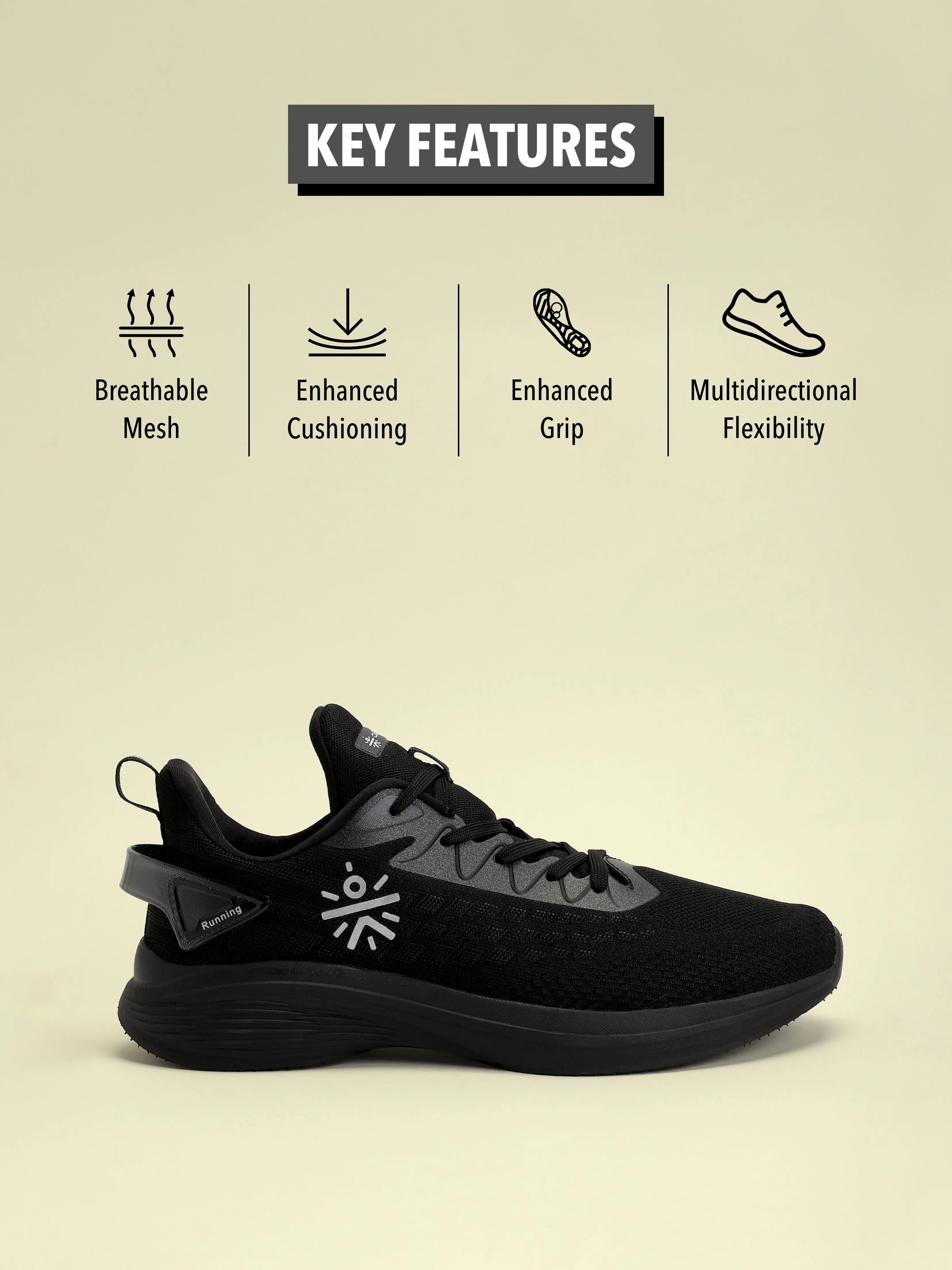 Active Men Running Shoes - Black