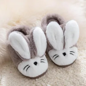 Adorable Rabbit-Themed Winter Slippers for Kids - Plush Cotton-Lined Footwear with Fun Design
