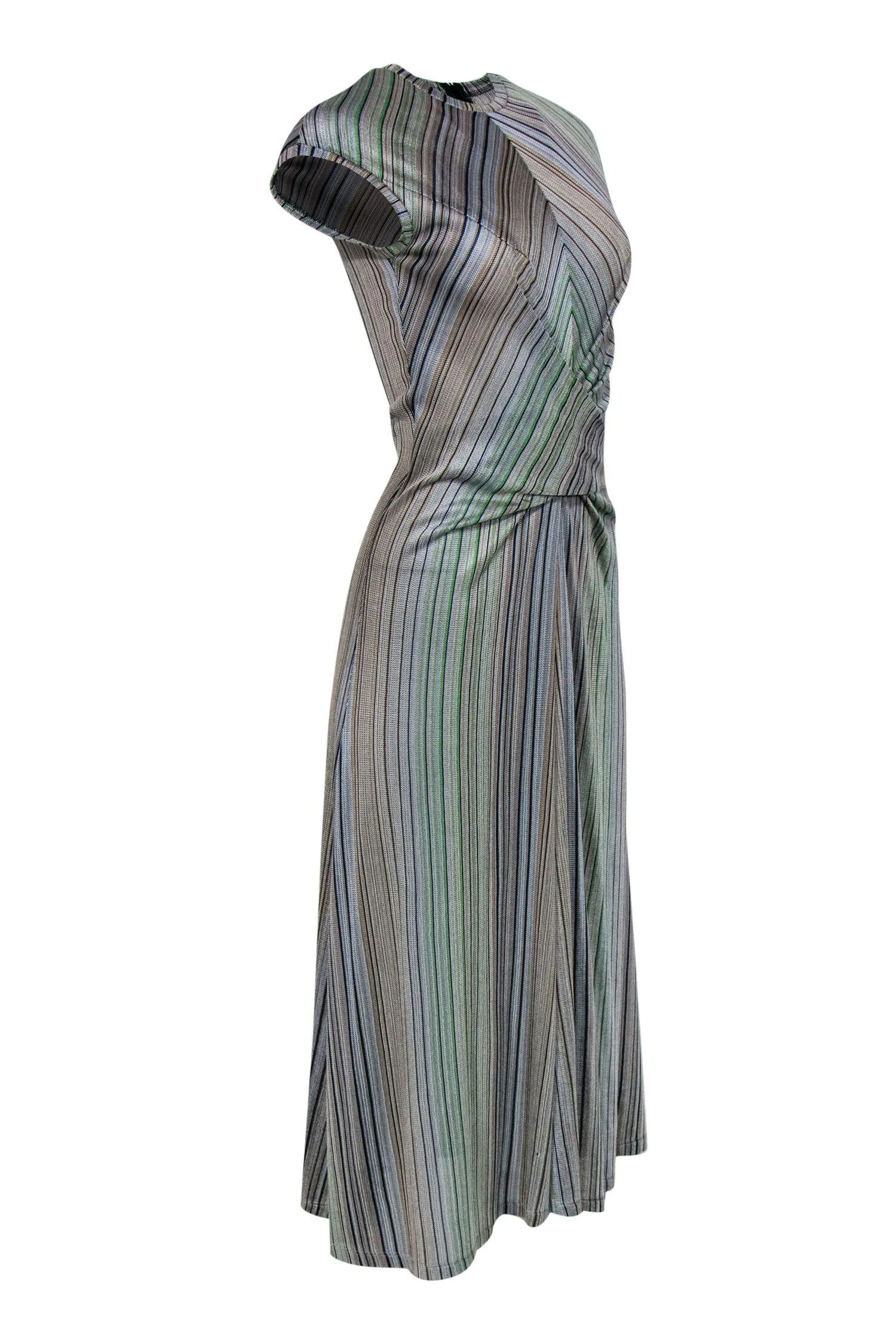 Beaufille - Multi-Striped Knit Crossed-Front Midi Dress Sz 2