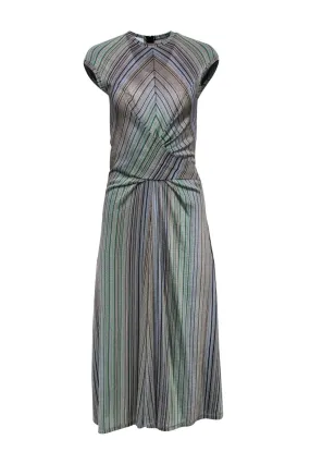 Beaufille - Multi-Striped Knit Crossed-Front Midi Dress Sz 2