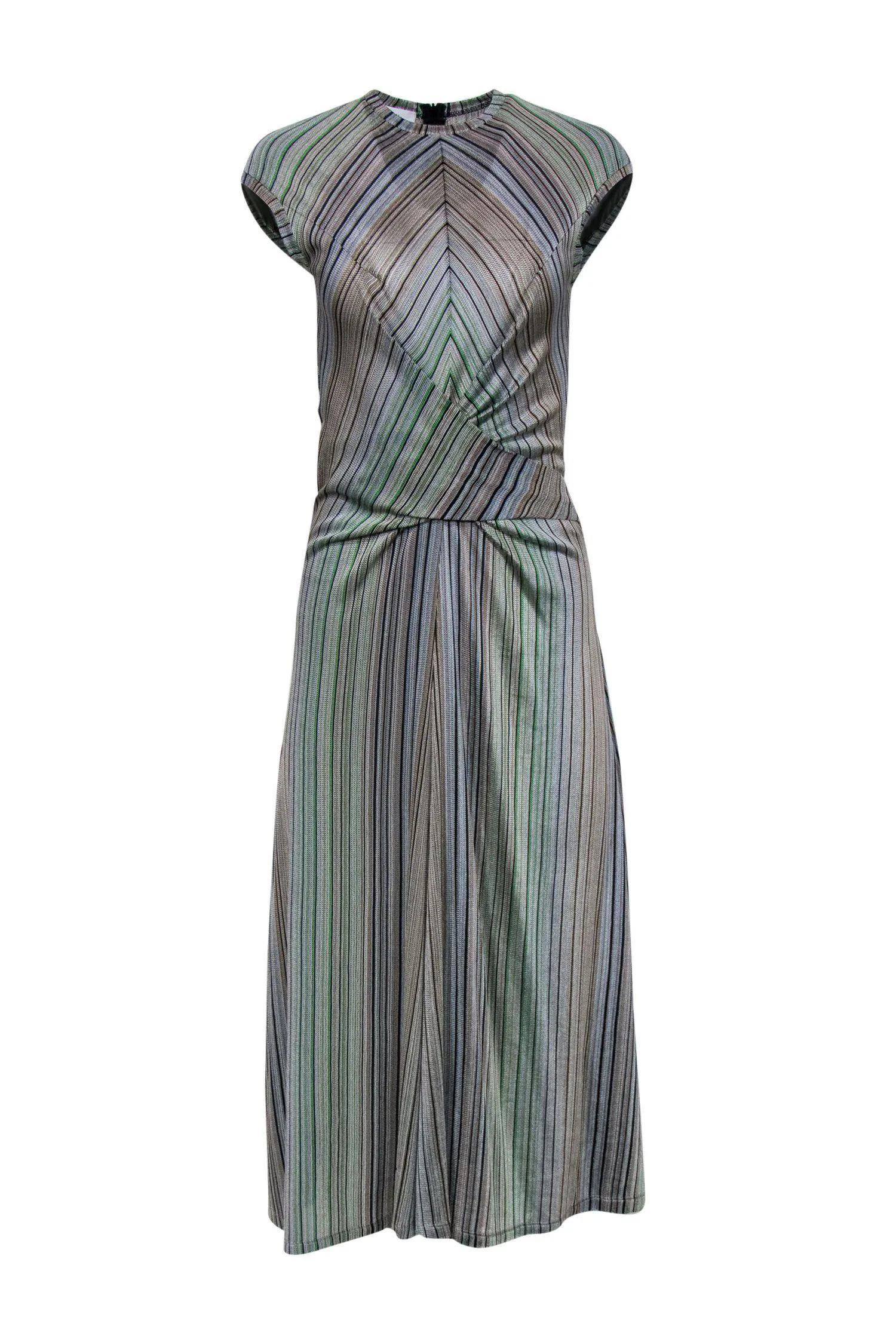 Beaufille - Multi-Striped Knit Crossed-Front Midi Dress Sz 2