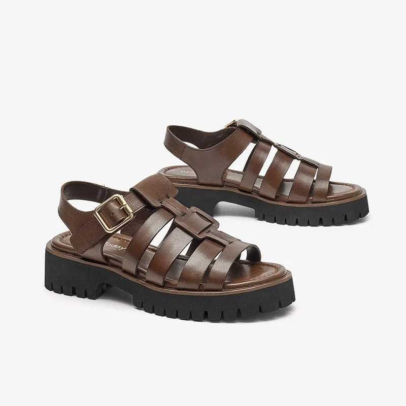 BeauToday Weaving Hollow Platform Gladiator Sandals for Women