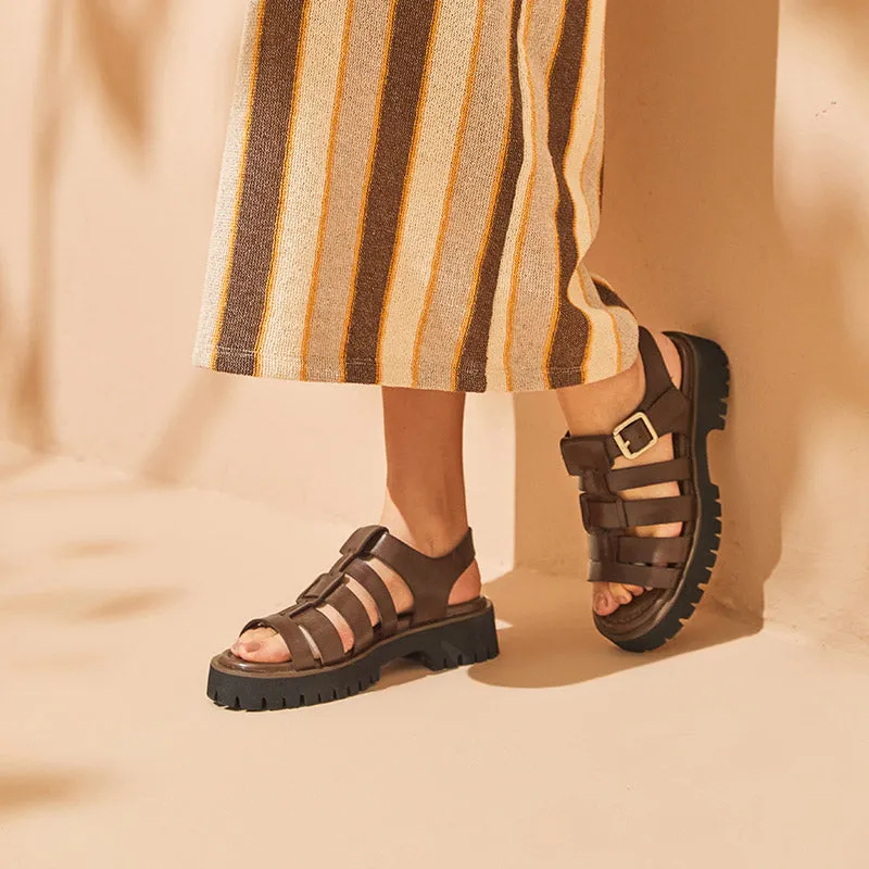 BeauToday Weaving Hollow Platform Gladiator Sandals for Women