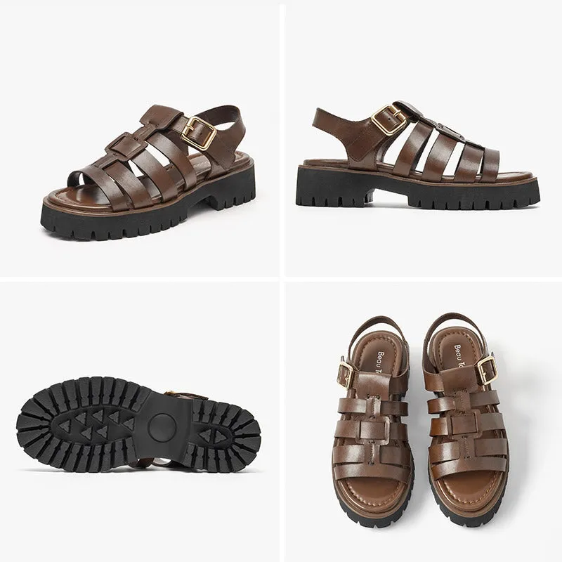 BeauToday Weaving Hollow Platform Gladiator Sandals for Women