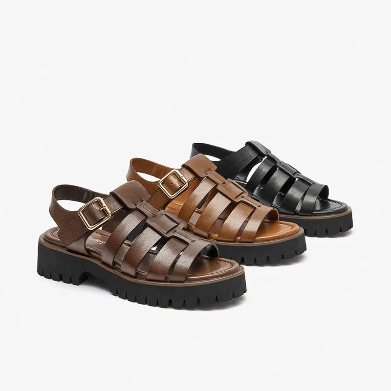 BeauToday Weaving Hollow Platform Gladiator Sandals for Women