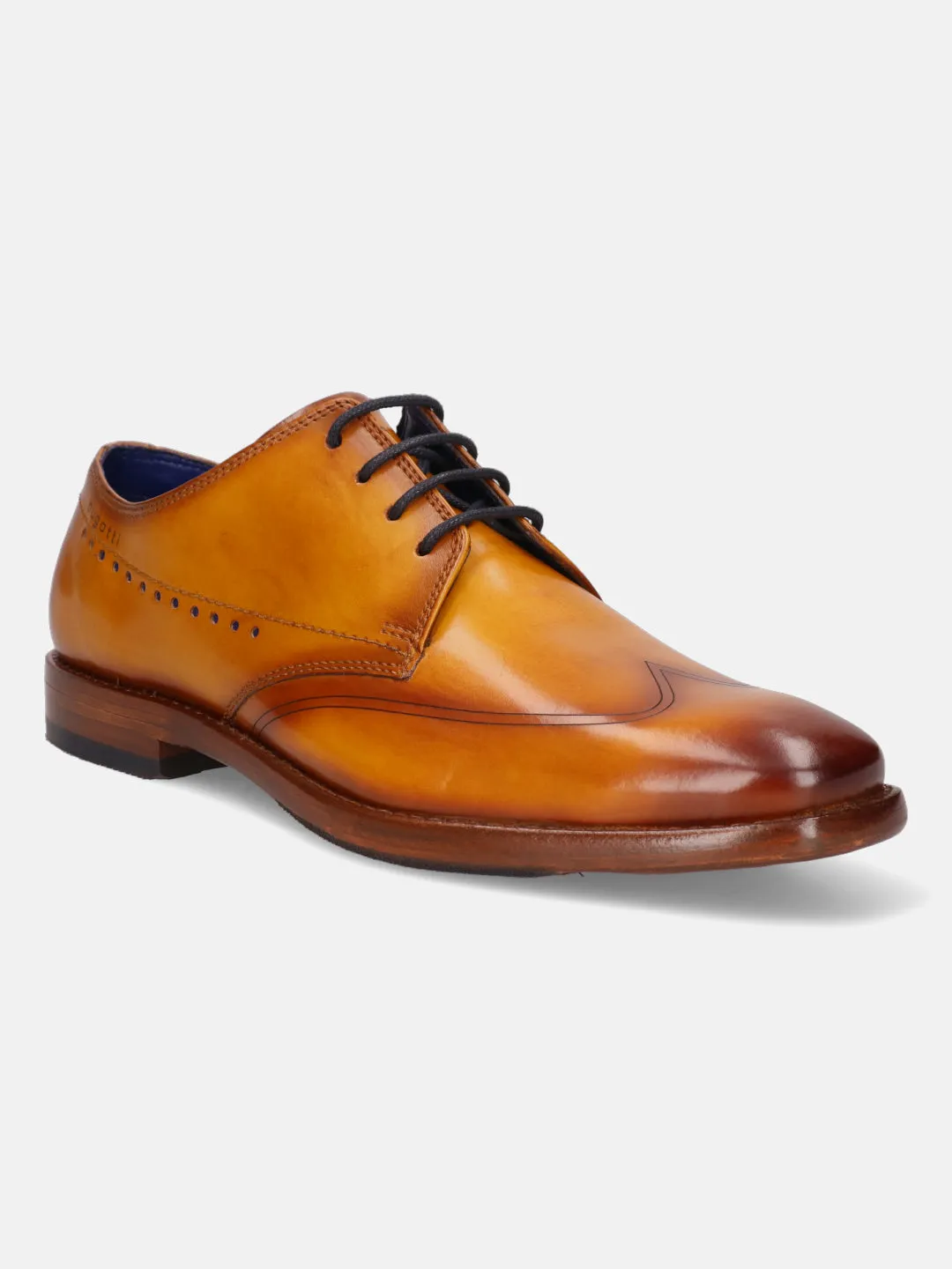 bugatti Yellow Premium Leather Derby Shoes