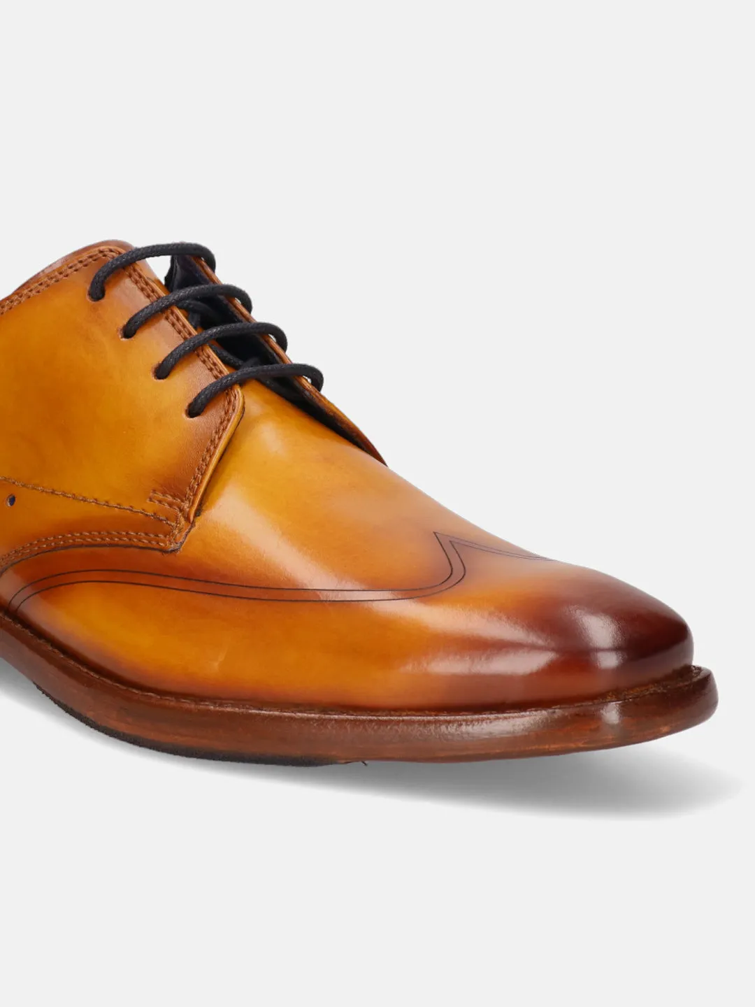 bugatti Yellow Premium Leather Derby Shoes
