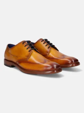 bugatti Yellow Premium Leather Derby Shoes