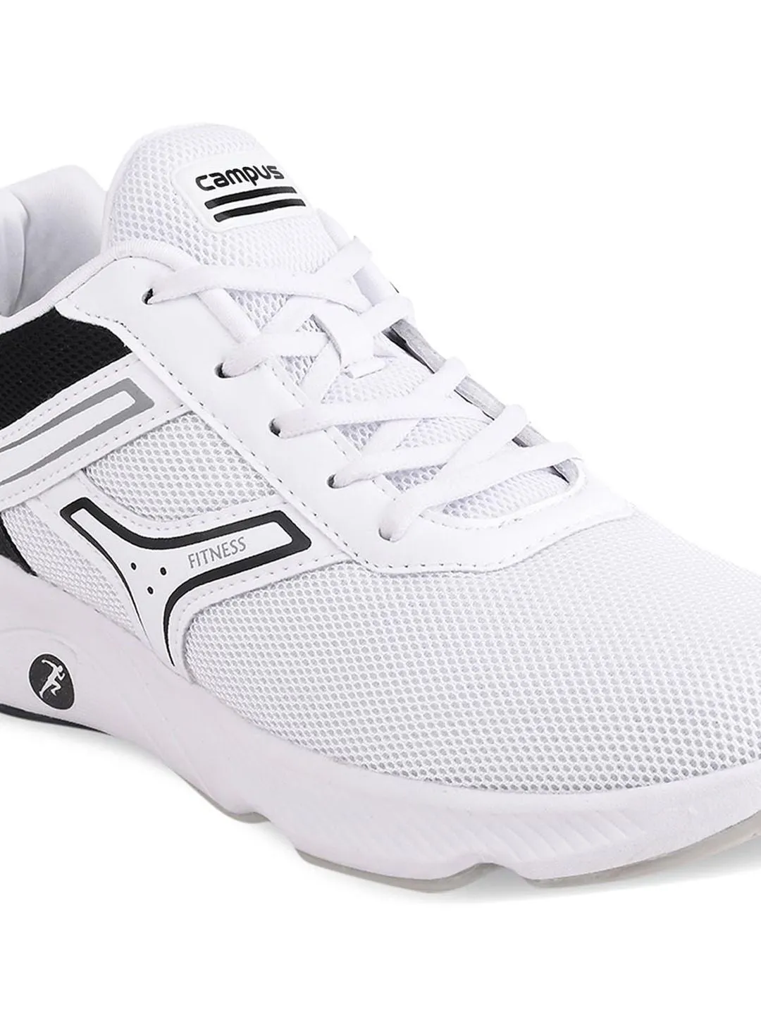 Campus Men White & Black Mesh Running Shoes