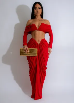 Elysian Harmony Ruched Skirt Set Red