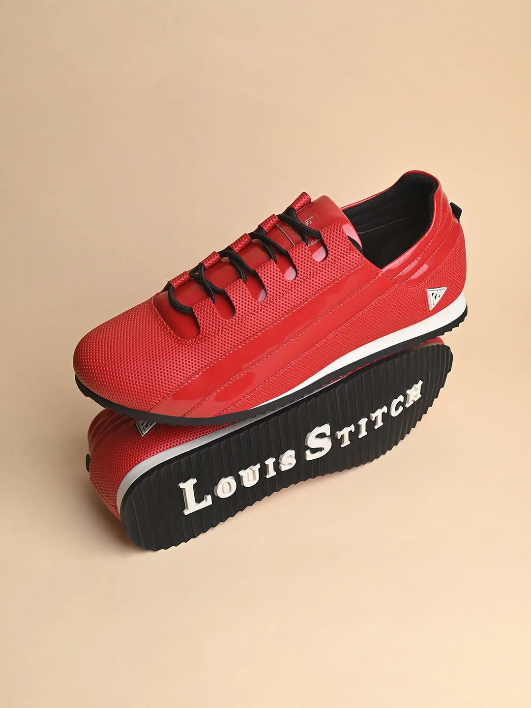 Ferrari Red Fashion Color Blocked Lace-Up Sneaker