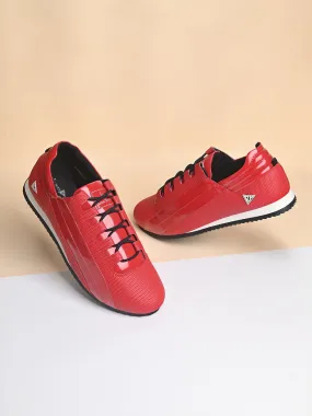 Ferrari Red Fashion Color Blocked Lace-Up Sneaker