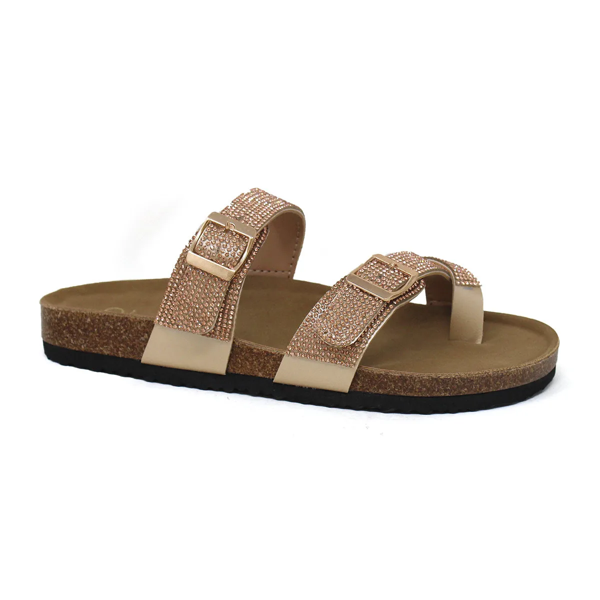 GIAN-247 Women's Double Strap Sandal With Rhinestones