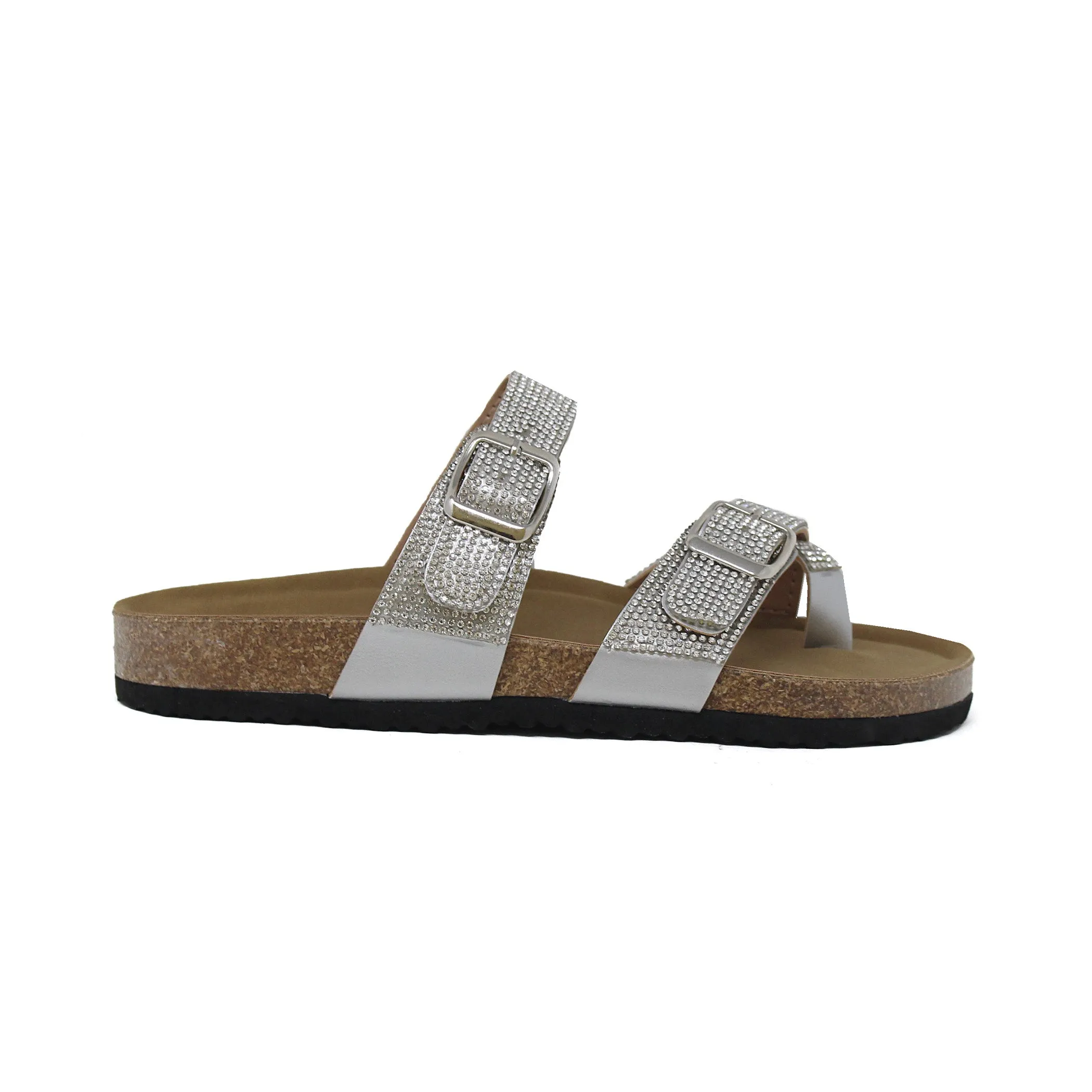 GIAN-247 Women's Double Strap Sandal With Rhinestones