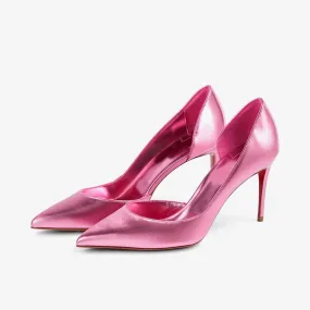 Glam Pink Pointed-Toe Calf Leather Pump