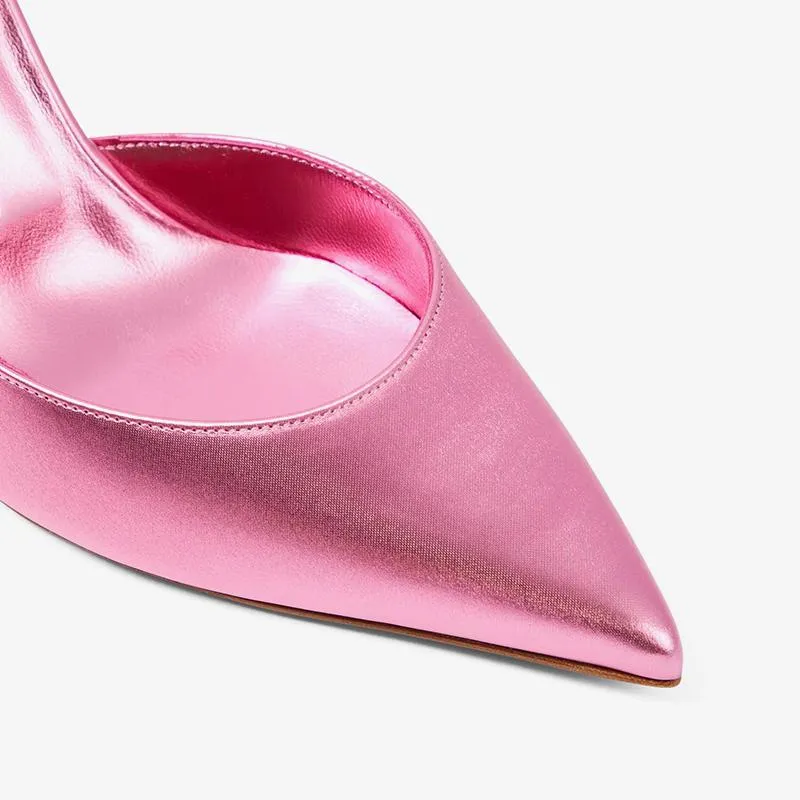 Glam Pink Pointed-Toe Calf Leather Pump