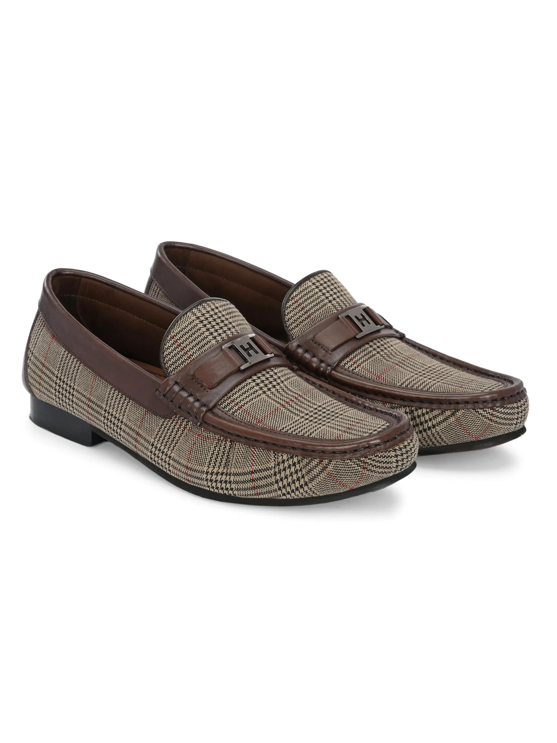 HITZ5341-Men's Brown Leather Casual Loafers