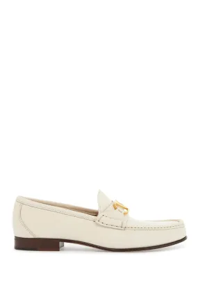 ivory leather loafer with golden metal v logo 6W2S0LM0QCQ IVORY