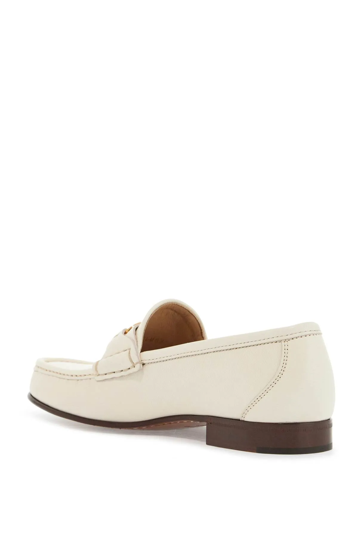 ivory leather loafer with golden metal v logo 6W2S0LM0QCQ IVORY