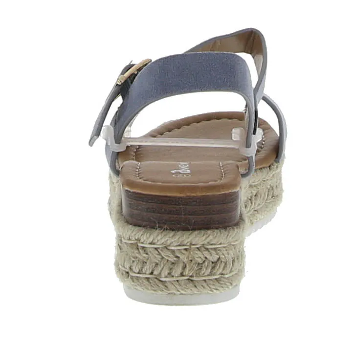 KID'S SHOES LIGHT BLUE SUEDE WEDGE SANDAL BESSY-10K