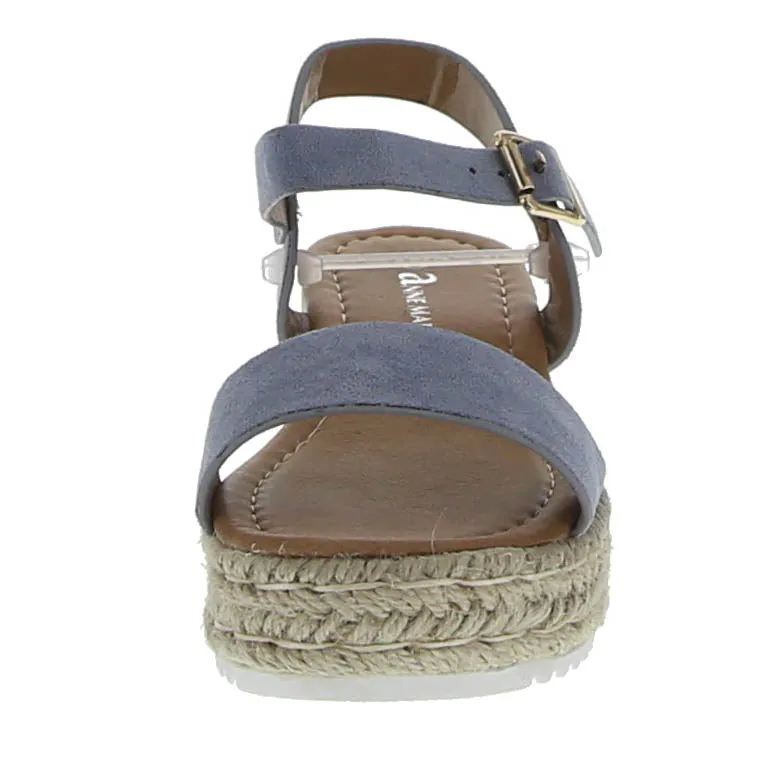 KID'S SHOES LIGHT BLUE SUEDE WEDGE SANDAL BESSY-10K