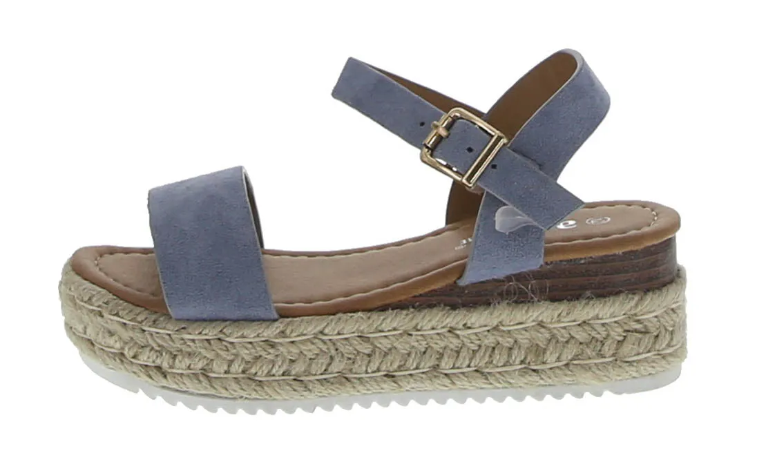 KID'S SHOES LIGHT BLUE SUEDE WEDGE SANDAL BESSY-10K