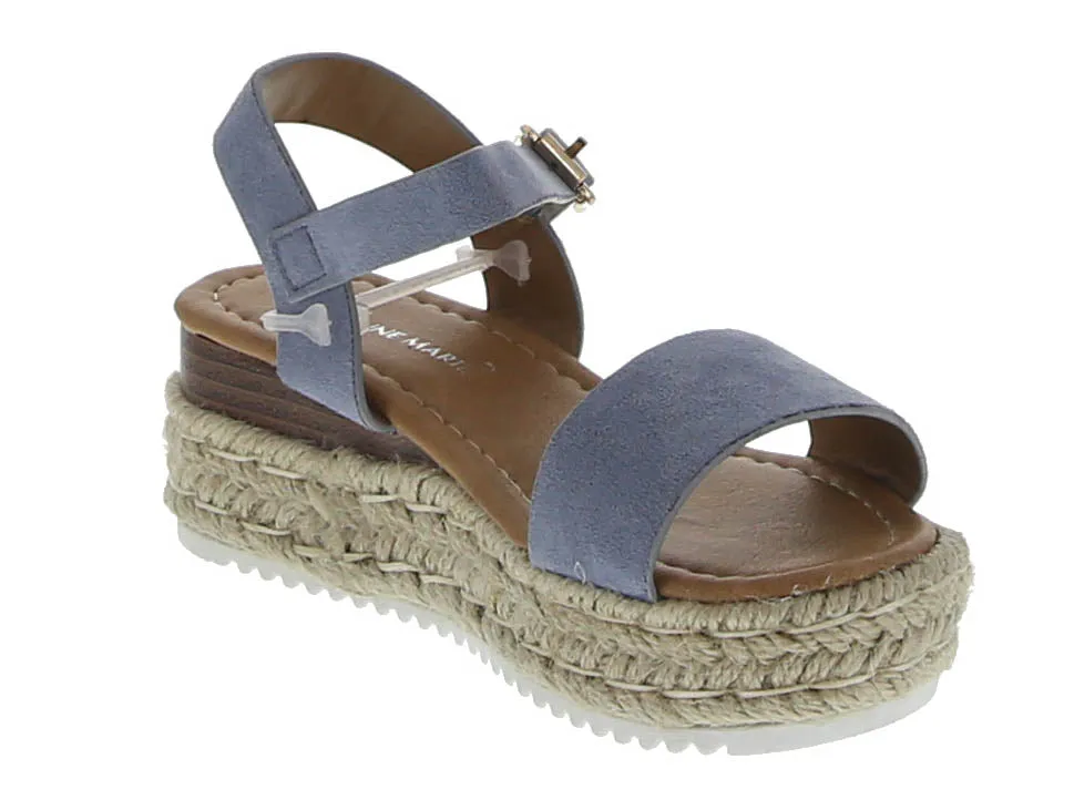 KID'S SHOES LIGHT BLUE SUEDE WEDGE SANDAL BESSY-10K