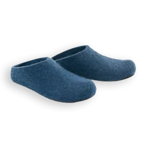 Lahtiset Felt Slippers w/ Rubber Sole, Petrol Blue