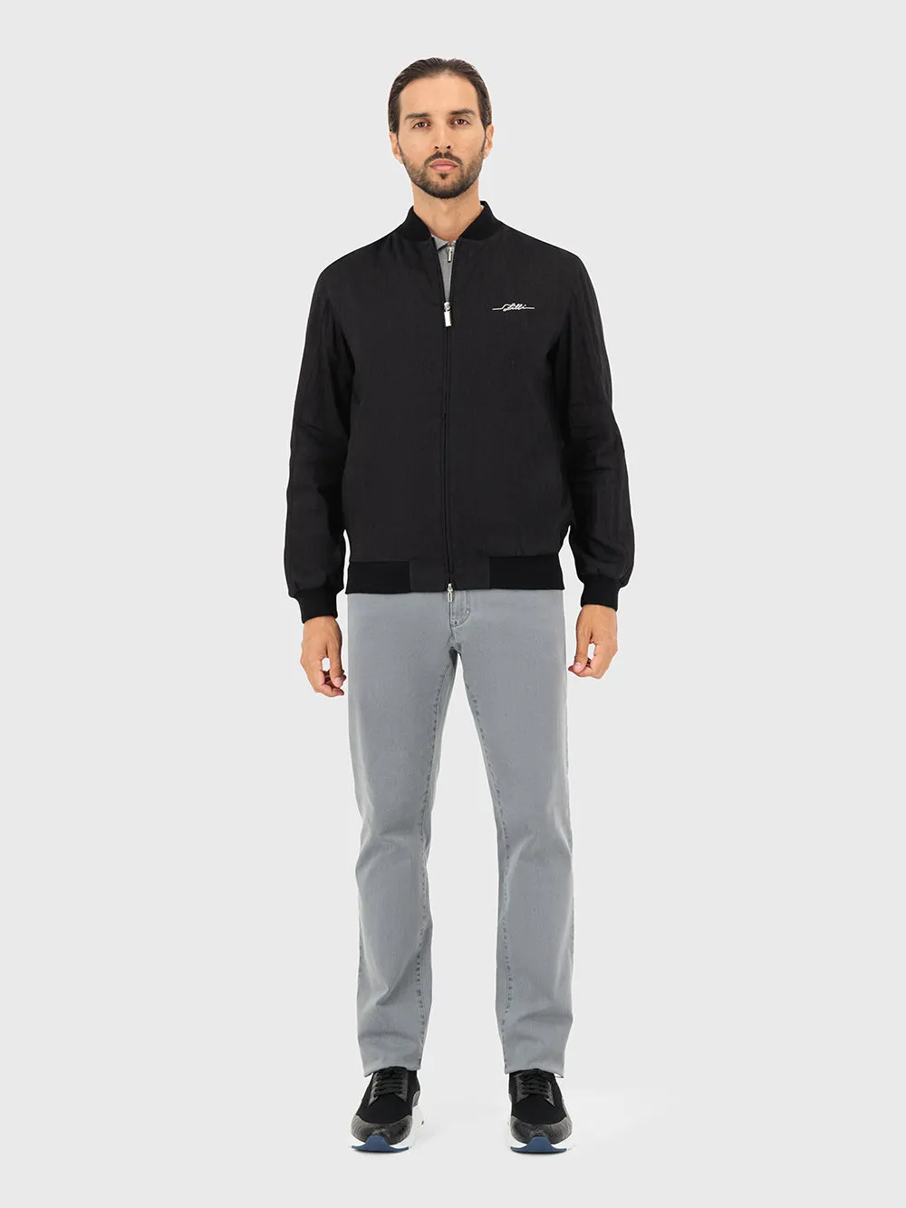 Linen and Wool Bomber with "Zilli Poem" Embroidery