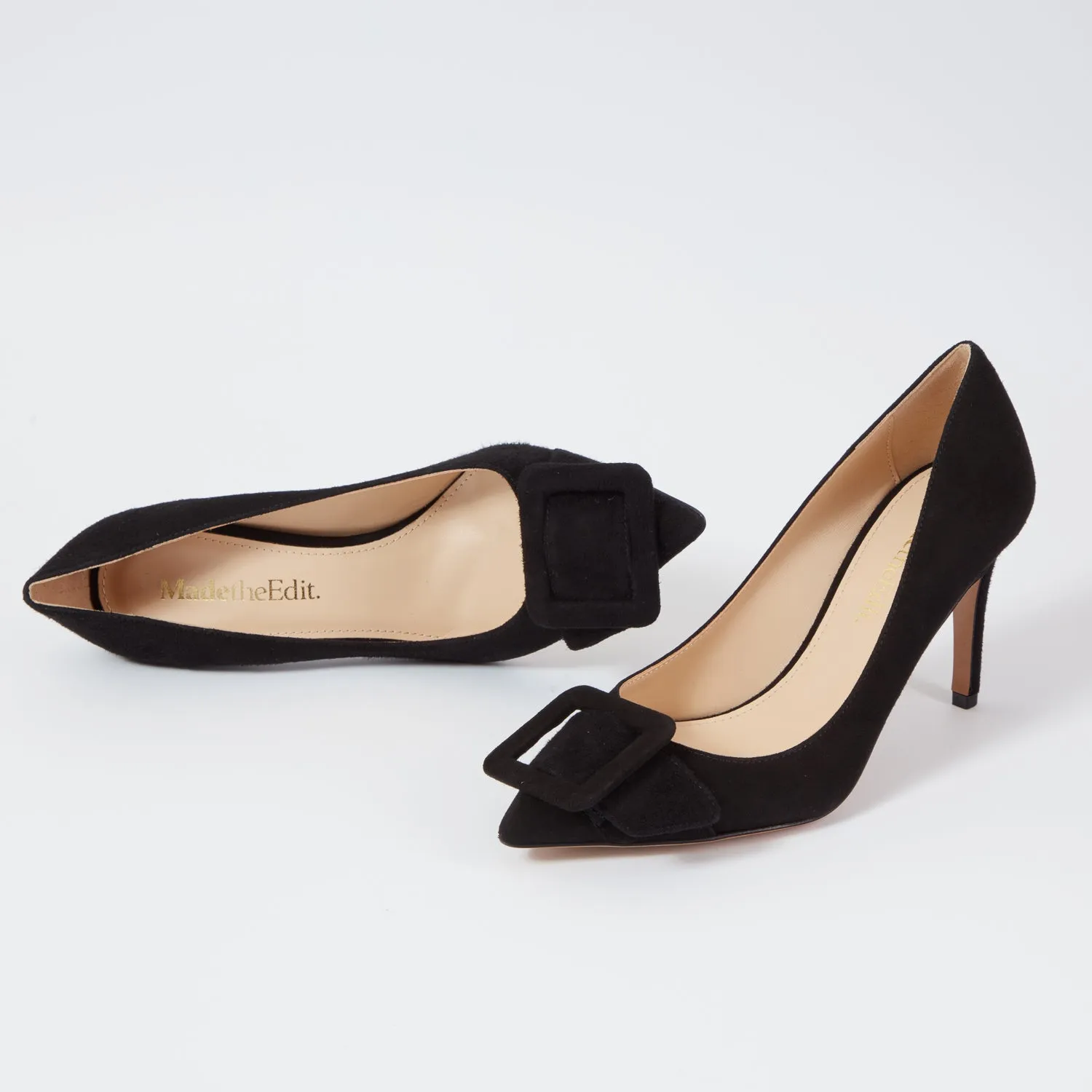 Nataly Buckle Black Suede pump