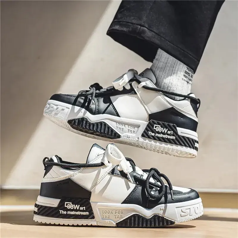 PU Skateboard Platform Lace Up Sneakers
