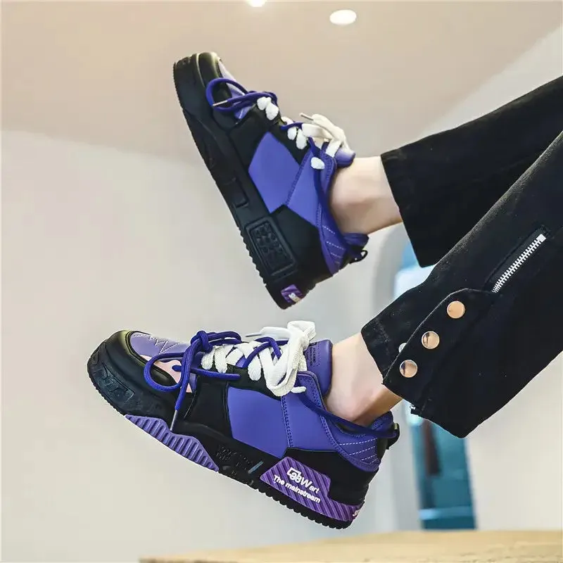PU Skateboard Platform Lace Up Sneakers