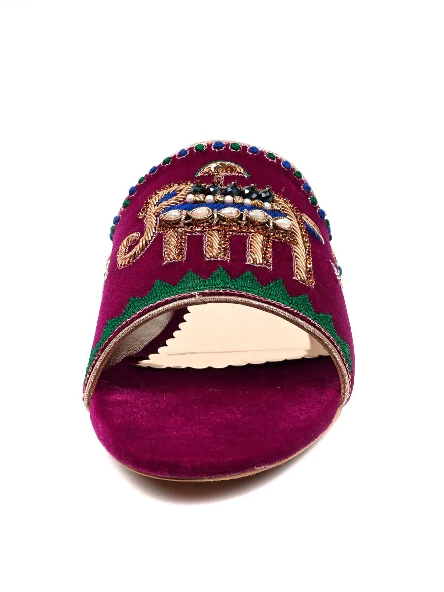 Purple Fancy Velvet Ladies Slipper