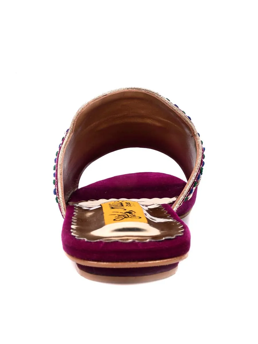 Purple Fancy Velvet Ladies Slipper