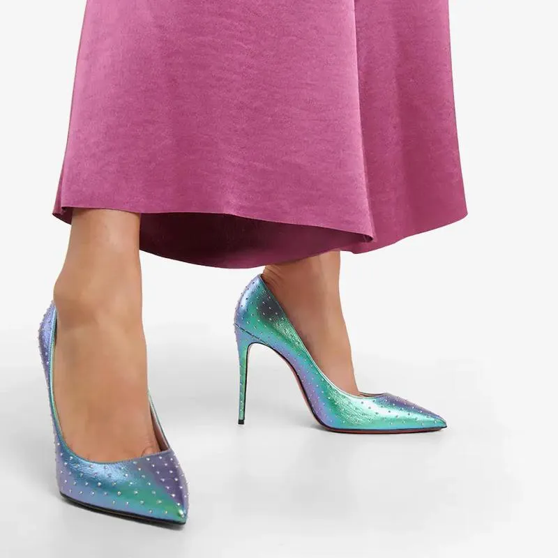 Refined Iridescent Pointed Toe Pump