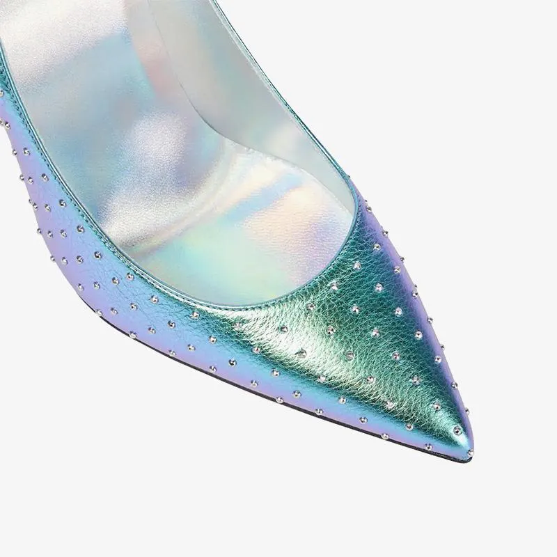 Refined Iridescent Pointed Toe Pump