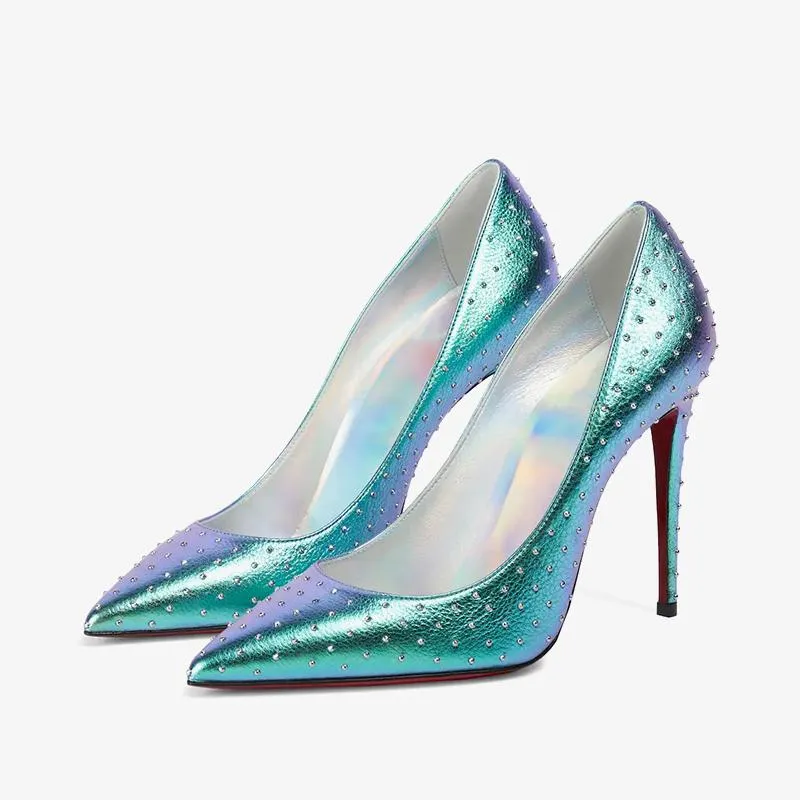 Refined Iridescent Pointed Toe Pump