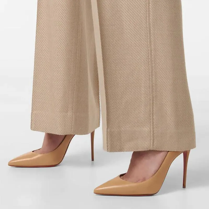 Refined Medium Beige Leather Pumps
