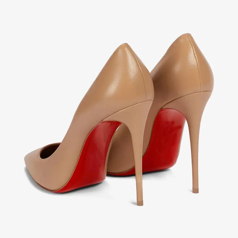 Refined Medium Beige Leather Pumps