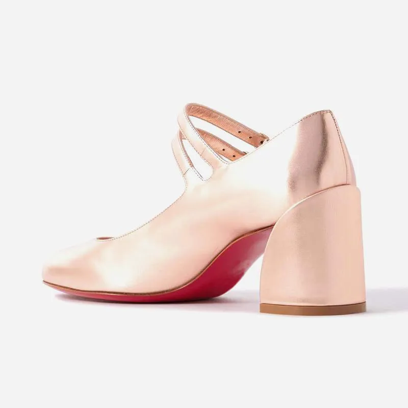 Rose Gold Leather Pumps with 60 mm
