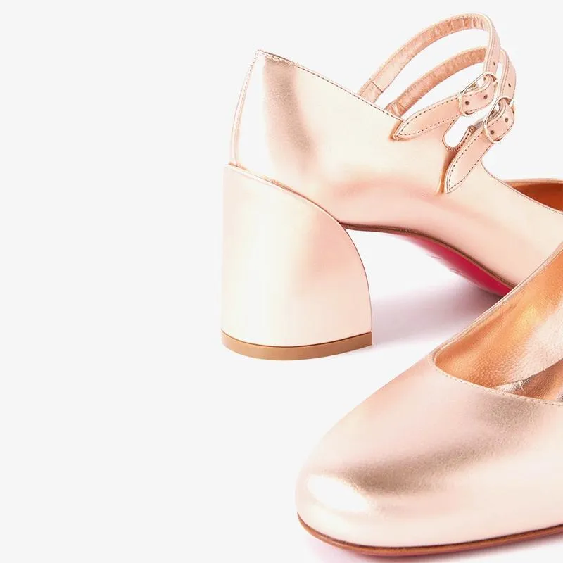 Rose Gold Leather Pumps with 60 mm