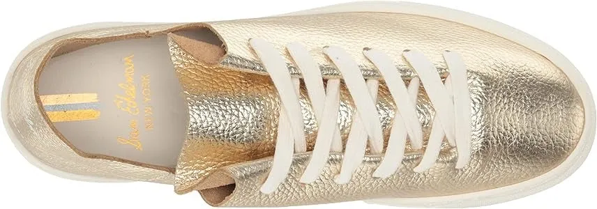 Sam Edelman Poppy Gold Leather Lace-Up Chunky Platform Low Top Flats Sneakers