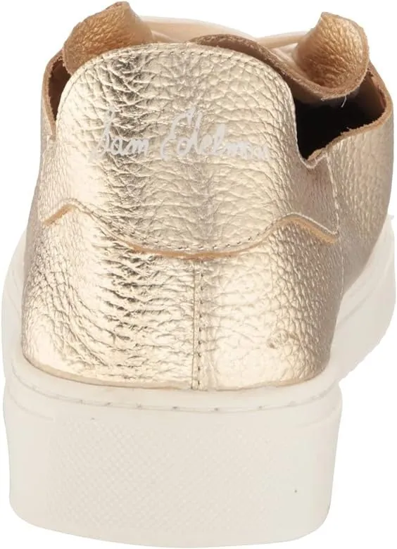 Sam Edelman Poppy Gold Leather Lace-Up Chunky Platform Low Top Flats Sneakers