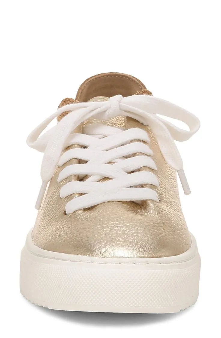 Sam Edelman Poppy Gold Leather Lace-Up Chunky Platform Low Top Flats Sneakers