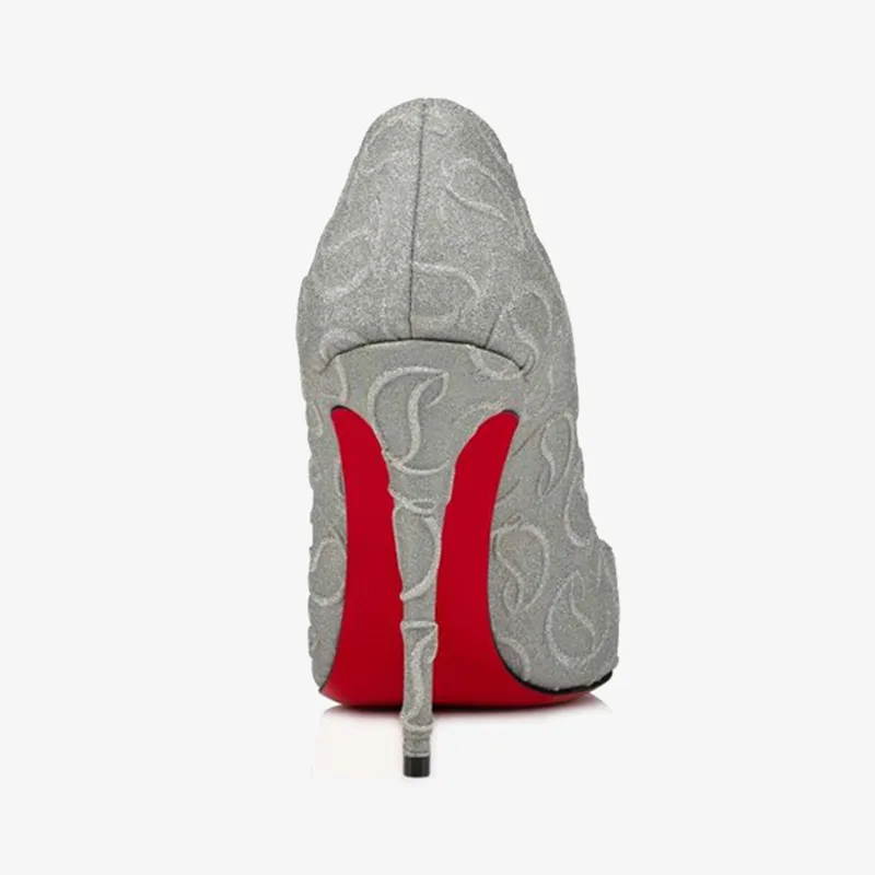 Silver suede Pumps with Pointed Toe