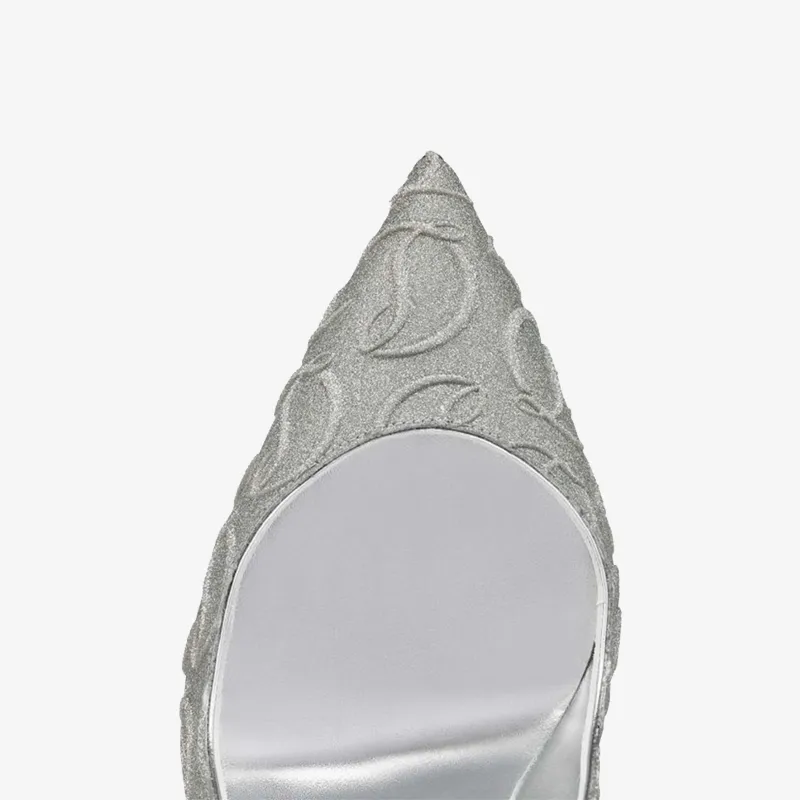 Silver suede Pumps with Pointed Toe
