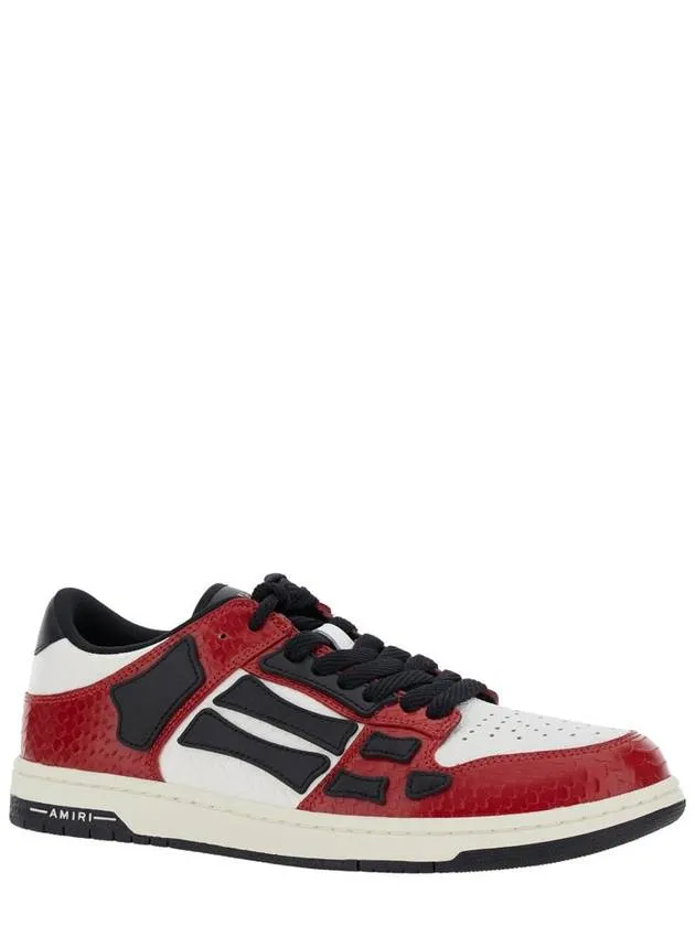 'Skel Top Low' Red Sneakers With Skeleton Patch In Leather Man