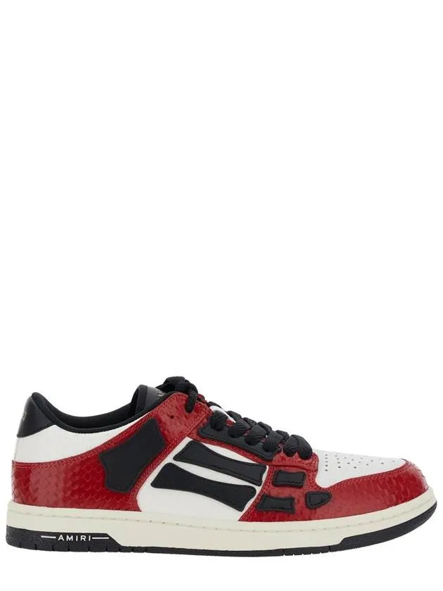 'Skel Top Low' Red Sneakers With Skeleton Patch In Leather Man