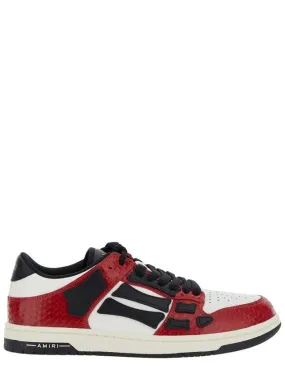 'Skel Top Low' Red Sneakers With Skeleton Patch In Leather Man