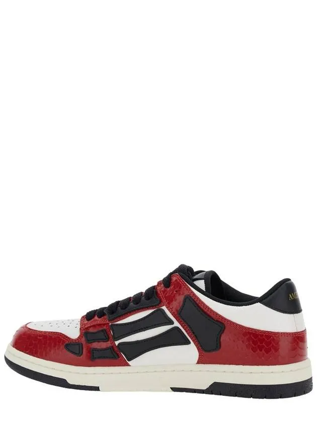 'Skel Top Low' Red Sneakers With Skeleton Patch In Leather Man